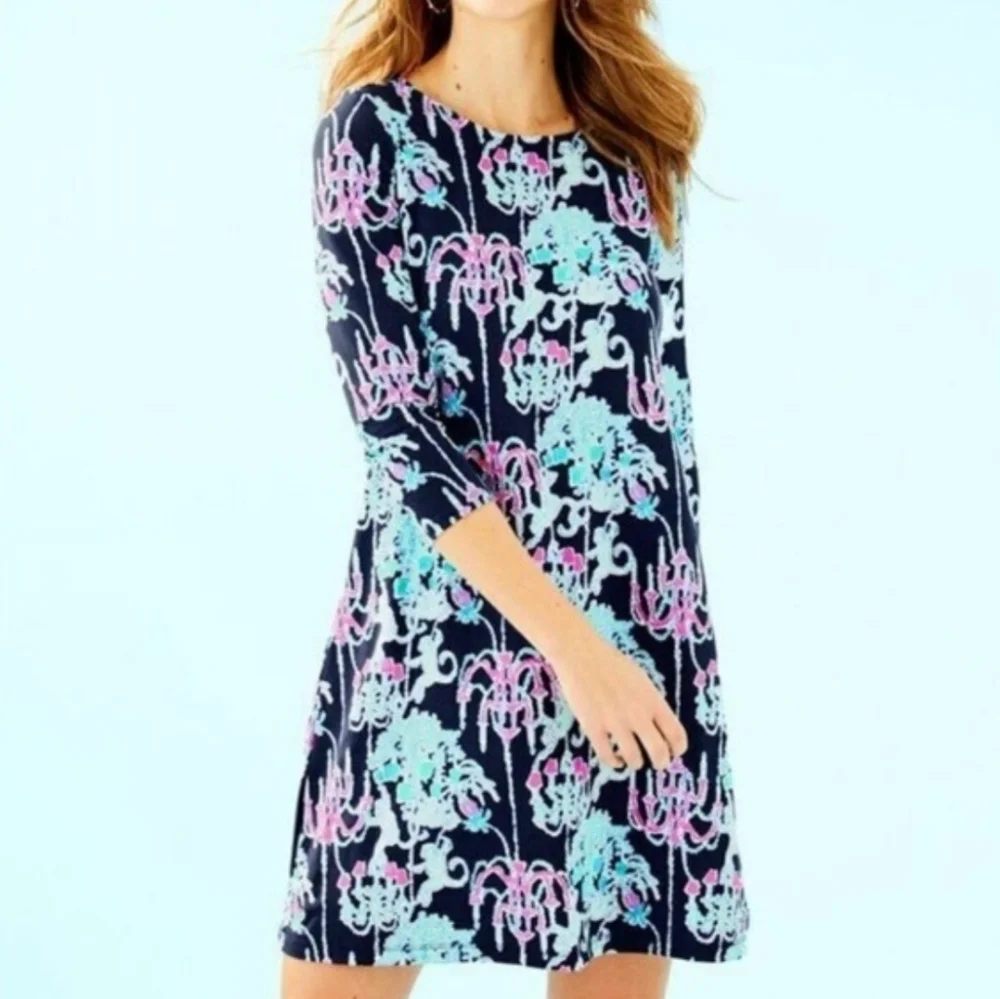 Lilly Pulitzer OPHELIA SWING DRESS Bright Navy Pop Up Monkey Trouble